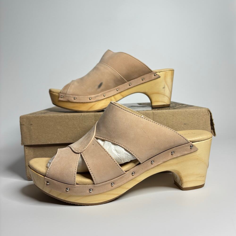 Five Worlds By Cordani Zafira Wooden Clog Sandal in Pink Nubuck Leather